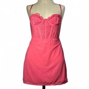 Urban Outfitters Pink Lace Bustier Slip Dress